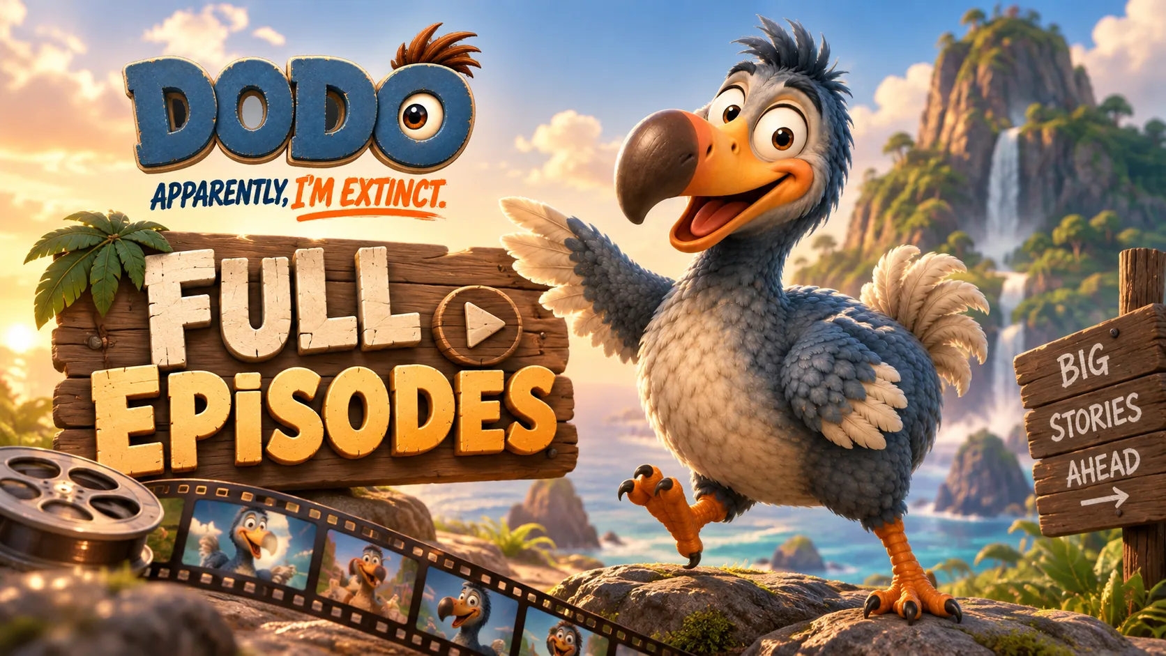DODO beside a Full Episodes sign and film reel